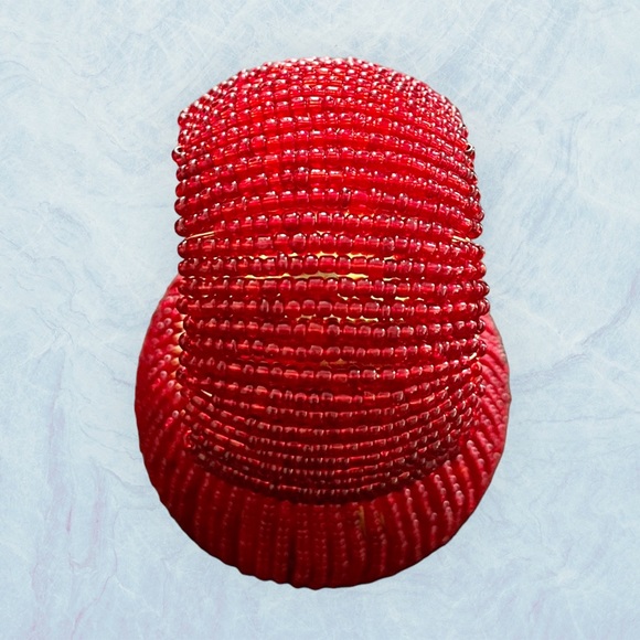 Set of 8 Napkin Rings Red sequin with gold lining - EUC - Picture 5 of 5